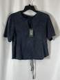 NWT AllSaints Womens Black Cotton Gigi Acid Washed Ruched Cropped Tee Size 10 image number 1