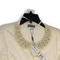 NWT Womens Tan Rhinestone Neck Button Front Cardigan Sweater Size Small image number 3