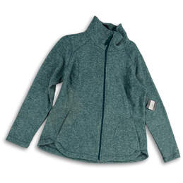 NWT Womens Green Long Sleeve Slash Pocket Full-Zip Fleece Jacket Size XL