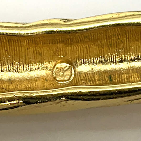 Designer Swarovski Gold-Tone Oval Swirl Rhinestone Hinged Bangle Bracelet image number 4