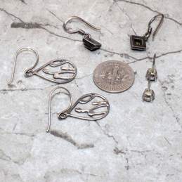 3 Pairs of Sleek Sterling Silver Earrings 5.1g alternative image