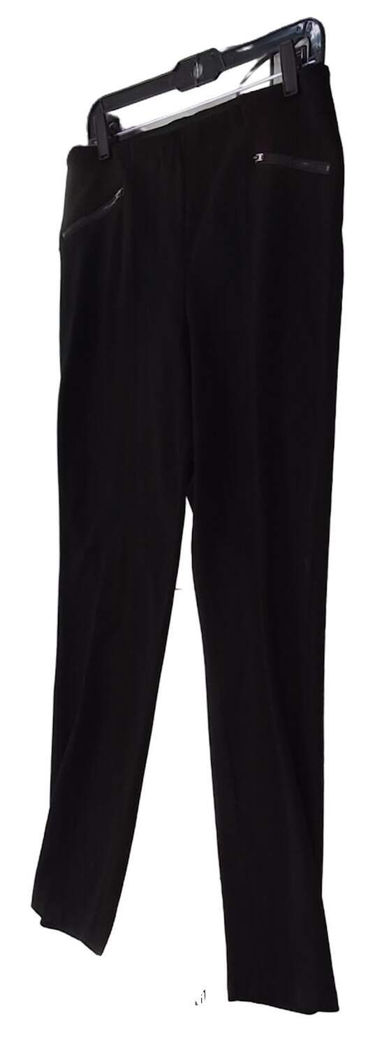 Womens Black Dark Wash Stretch Straight Leg Flat Front Dress Pants Size Small image number 2