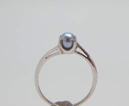 14K White Gold Dyed Blue Pearl Bypass Ring 1.8g