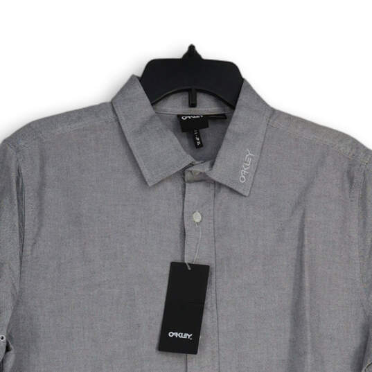 NWT Mens Gray Spread Collar Long Sleeve Button-Up Shirt Size X-Large image number 3