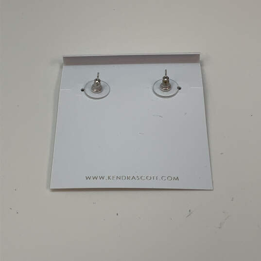 Designer Kendra Scott Silver-Tone Crystal Stone Drop Earrings With Dust Bag image number 3