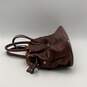 Womens Brown Leather Inner Outer Pocket Double Handle Satchel Bag Purse image number 5