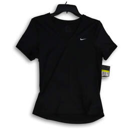 NWT Womens Black Dri-Fit V-Neck Short Sleeve Pullover T-Shirt Size Small