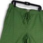 Womens Green Floral Eyelet Elastic Waist Drawstring Ankle Pants Size L image number 3