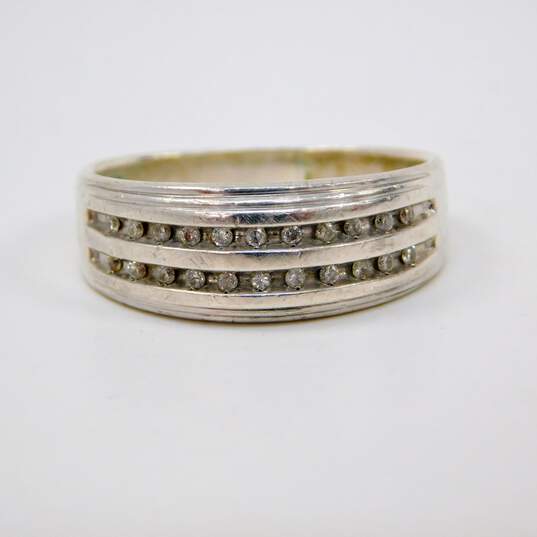 Men's Sterling Silver 0.25 CTTW Diamond Band Ring 8.6g image number 2