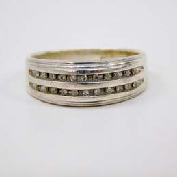 Men's Sterling Silver 0.25 CTTW Diamond Band Ring 8.6g alternative image