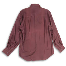 NWT Mens Deep Maroon Spread Collar Long Sleeve Button-Up Shirt Size Medium alternative image