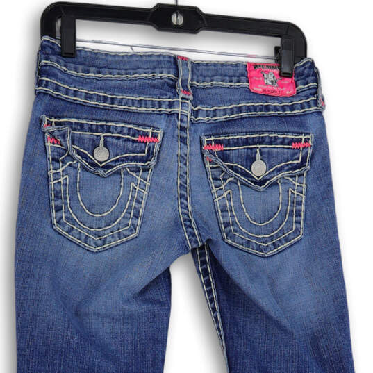 Womens Blue Denim Medium Wash 5-Pocket Design Straight Leg Jeans Size 27 image number 4