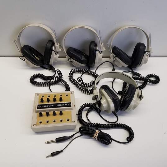 Califone 1218AV-PY Station Jackbox with 4 2924AV-P Headphones image number 1