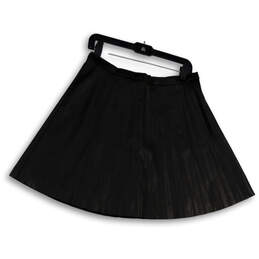Womens Black Flat Front Stretch Back Zip Short A-Line Skirt Size 10