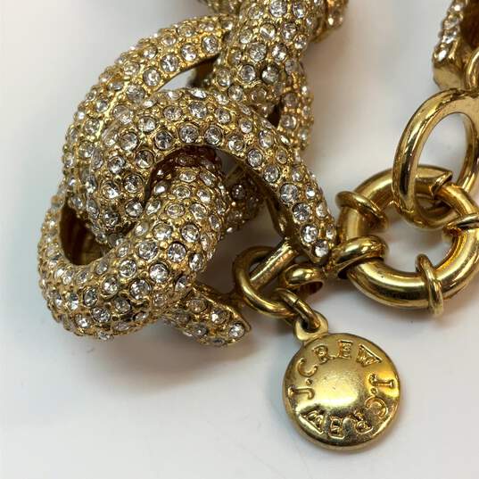 Designer J. Crew Gold-Tone Pave Rhinestone Oval Link Chain Bracelet image number 4