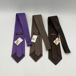 NWT Mens Purple Brown Silk Abstract Adjustable Pointed Neckties Lot Of 3 alternative image