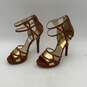Michael Kors Womens Jaida Brown Gold High Stiletto Heels Strappy Sandals Size 7 image number 2