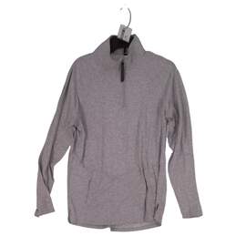 Womens Gray Solid Long Sleeve Mock Neck Kangaroo Pocket Sweatshirt Size Medium