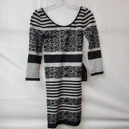 Bebe Women's Lace & Stripes Jacquard Bodycon Sweater Dress Size M/L alternative image