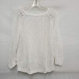 Eileen Fisher WM's 100% Organic Cotton Knitted White Crewneck Sweater  Size S alternative image