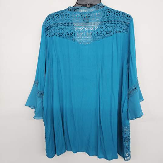 Rich Teal 3/4 Sleeve Blouse image number 2