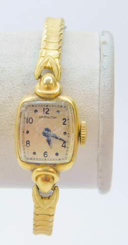 Vintage 14K Yellow Gold Case Hamilton 17 Jewel Ladies Mechanical Watch 13.3g