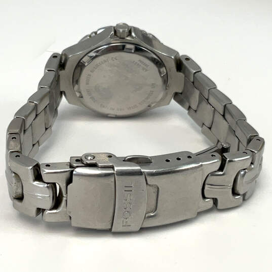 Designer Fossil Blue AM-3681 Silver-Tone Stainless Steel Quartz Wristwatch image number 2