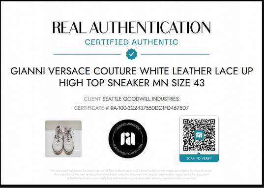Gianni Versace Couture White Leather High Top Sneaker MN Size 43 AUTHENTICATED image number 6