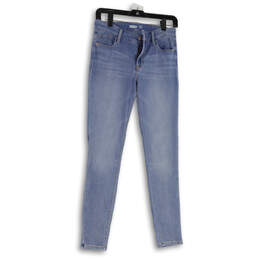 Womens Blue Medium Wash Pockets Rockstar Super Denim Skinny Jeans Size 4