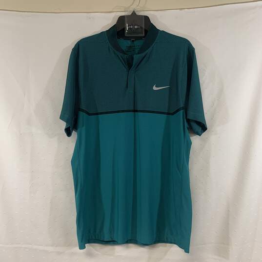 Men's Teal Nike Golf Snap-Up Shirt, Sz. L image number 1