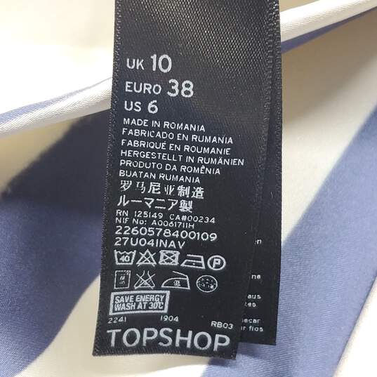 Topshop Blue & White Faux Wrapped A-Line Skirt Size 6 image number 4