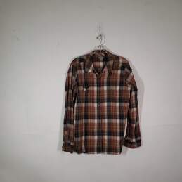 Womens Plaid Cotton Long Sleeve Pockets Casual Button-Up Shirt Size XL 16/18