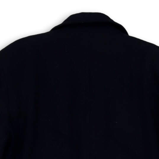 Mens Black Long Sleeve Pockets Notch Lapel One Button Wool Coat Size Large image number 4