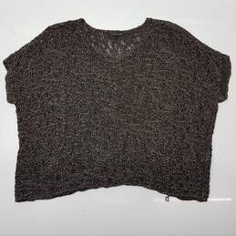 Eileen Fisher  Brown Gold Metallic Crochet Short Sleeve Top Size M