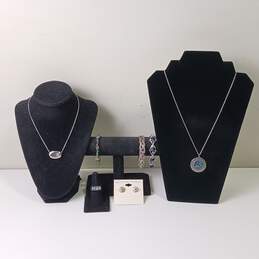 Silver Tones w/ Blue and Green Accents Costume Jewelry Collection