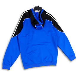 Mens Blue Black Kangaroo Pocket Drawstring Pullover Hoodie Size XL alternative image