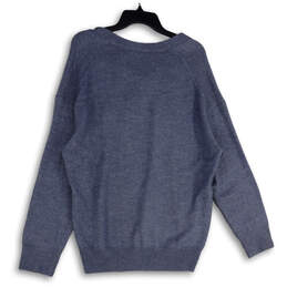 NWT Womens Blue Tight-Knit V-Neck Long Sleeve Pullover Sweater Size Medium alternative image