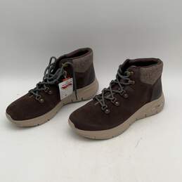 NWT Skechers Womens Arch Fit Brown Beige Leather Lace-Up Combat Boots Size 11 alternative image