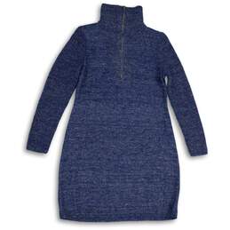 Talbots Womens Blue Knitted Mock Neck Long Sleeve Sweater Dress Size MP