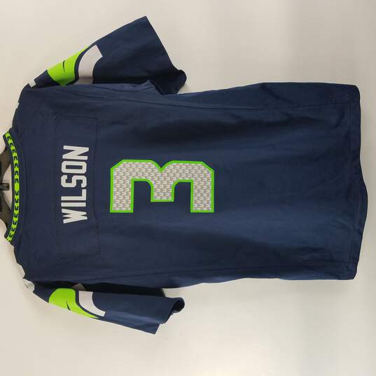 Nike Seahawks #3 Wilson Athletic Jersey Men Dark Blue/Green XL image number 2