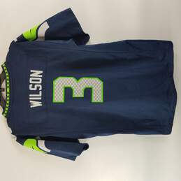 Nike Seahawks #3 Wilson Athletic Jersey Men Dark Blue/Green XL alternative image