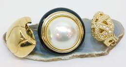 Givenchy & Christian Dior Faux Pearl Icy Gold-Tone SINGLE Earrings 30.3g