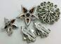 VTG Weiss Silvertone Icy Rhinestones Clip On Earrings & Star & Circle Brooches image number 2
