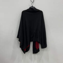 Womens Black Red Open Front Winter Wrap Fashionable Cape Sweater alternative image