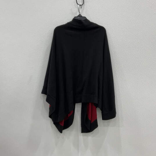 Womens Black Red Open Front Winter Wrap Fashionable Cape Sweater image number 2