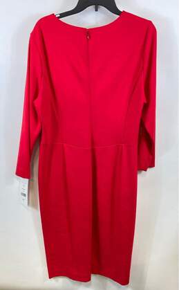 NWT Nina McLemore Womens Red Ponte Knit Long Sleeve Back Zip Shift Dress Size 12 alternative image
