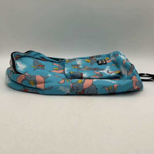 Womens Blue Flying Dumbo Printed Adjustable Strap Outer Pockets Backpack image number 4