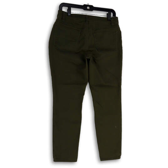 Womens Green Denim Dark Wash Pocket Stretch Straight Leg Jeans Size 8 image number 2