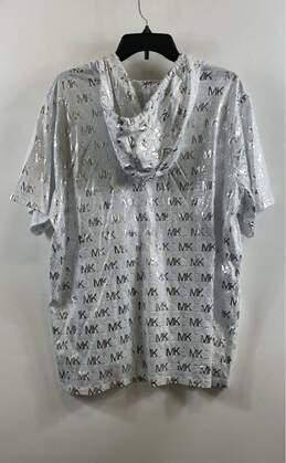 NWT Michael Kors Womens White Short Sleeve Drawstring Pullover Hoodie Size 2X alternative image