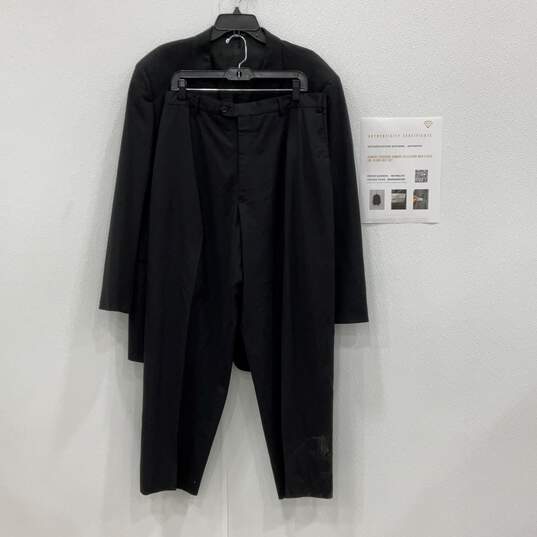 Armani Collezioni Mens Black Three Button Blazer & Pant Suit Set Size 46L w/ COA image number 1